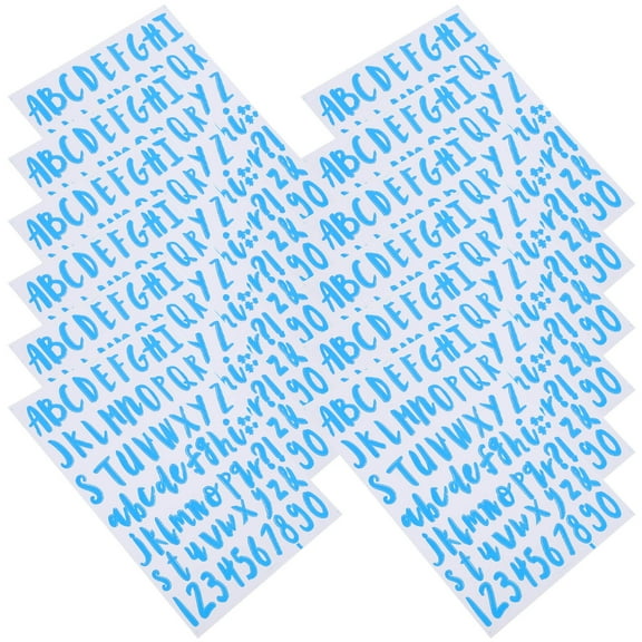 FRCOLOR 12 Sheets Number Decals Alphanumeric Label 22.00X16.00X0.01CM Sky-blue