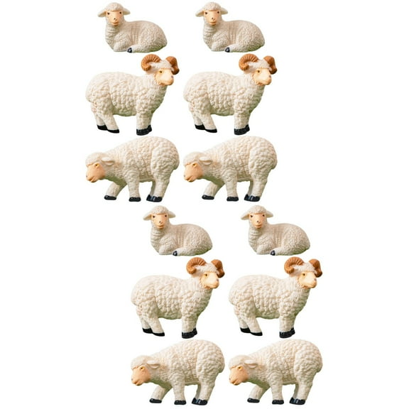 FRCOLOR 12 pcs Resin Animal Sheep Figurines Garden Mini Goat Decors Resin Sheep Statues Garden Decorations