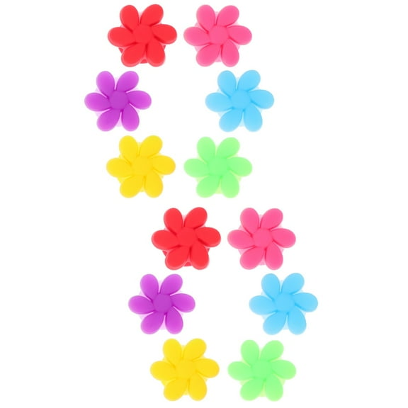 FRCOLOR 12 pcs  Silicone Drink Markers Wine Glass Markers Wine Charms Flower Shaped Wine Glass Identifier for Bar