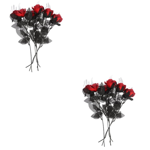 FRCOLOR 12 pcs Simulation Rose Flower Halloween Creepy Skeleton Rose Fake Flower Adornment Party Favor