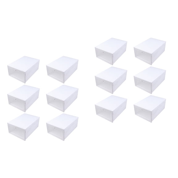 TAILTOSS  White Plastic Stackable Shoes Organizer Transparent Dustproof for Contain Things 12Pcs