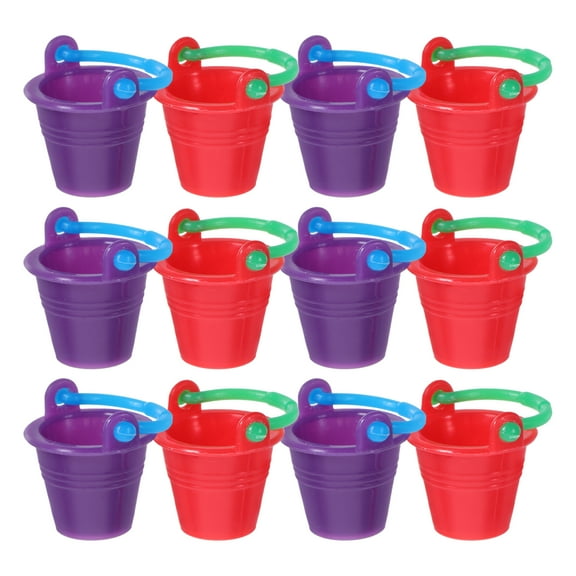 FRCOLOR 12PCS Beach Sand Toy Miniature Buckets Sand Buckets for Kids Miniature House Accessory Miniature Plastic Buckets Miniature Gardening Bucket Miniature Decor for Beach