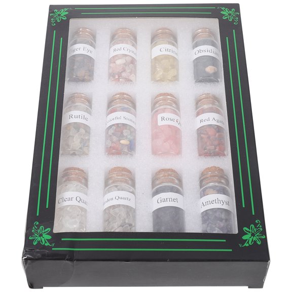 FRCOLOR 12Pcs Natural Drift Bottles Mini Wishing Bottles Crystal Bottles (Assorted Color)