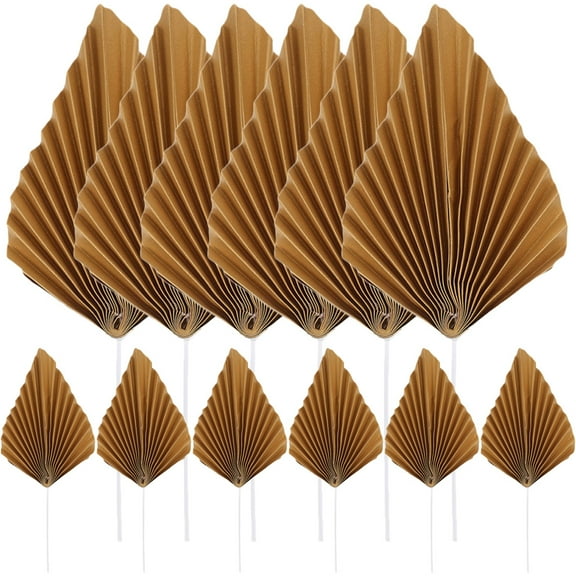 FRCOLOR Golden Cake Decorations with Creative Palm Leaf Design for Birthday Parties and Weddings 12Pcs