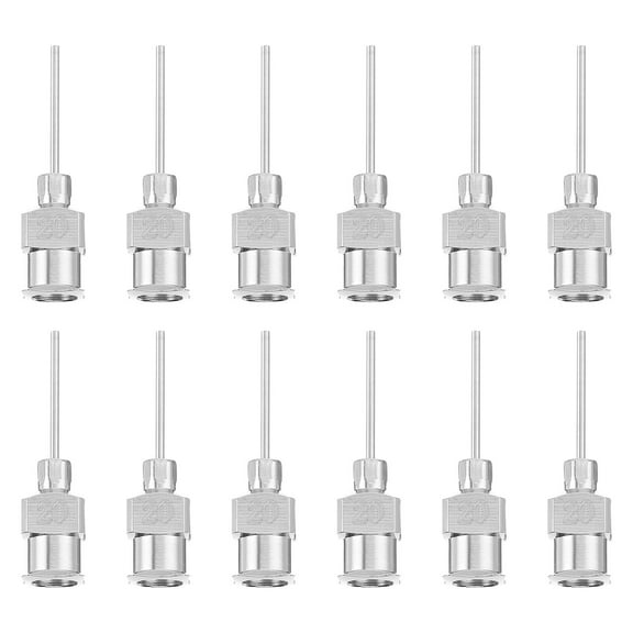 TAILTOSS 12Pcs Stainless Steel Dispensing Needle Set Silver Precision Blunt