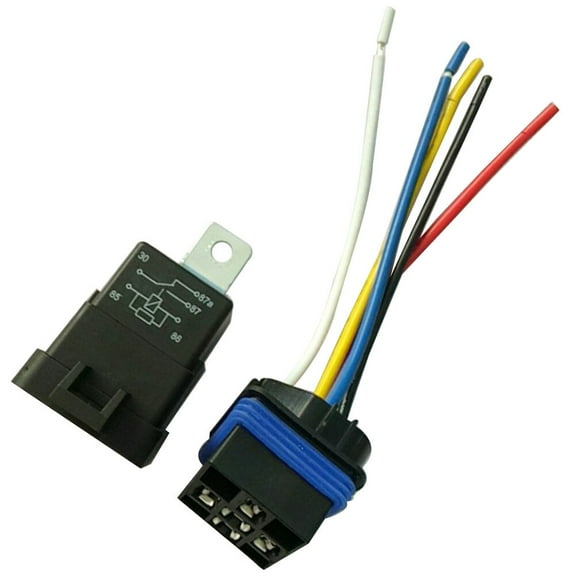 FRCOLOR 12V 40A 5 Pin Waterproof Relay Socket Base Holder with Wire Auto Interior Engine Parts