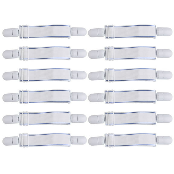 WASHWEPE Keep Sheets Adjustable Bed Sheet Straps Plastic White 12-Pcs