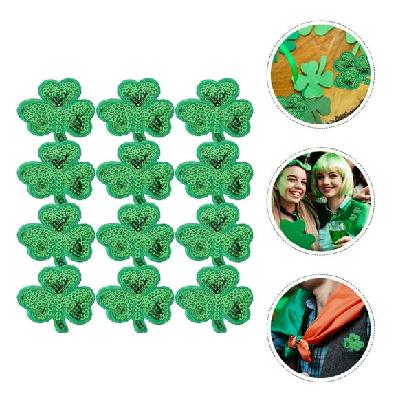 FRCOLOR 12pcs Embroidered Clothes Patches Shamrock Iron On Sew On Hat Jeans Patches