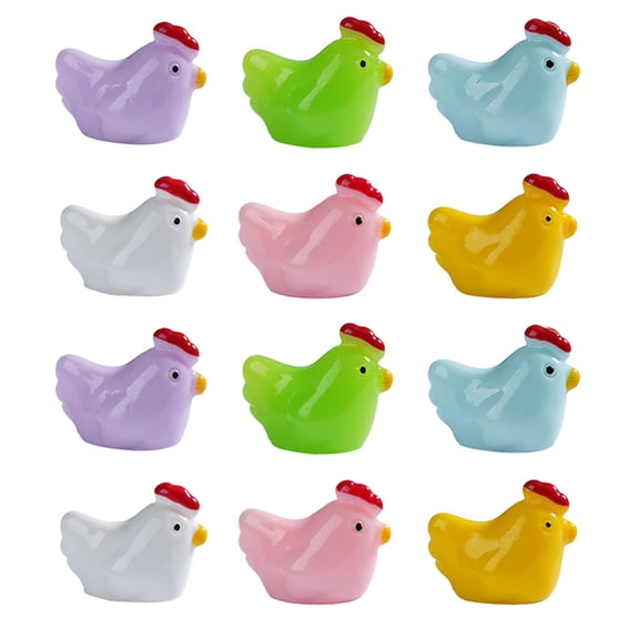TAILTOSS Assorted Color Resin Chicken Figurines for Decor 12Pcs