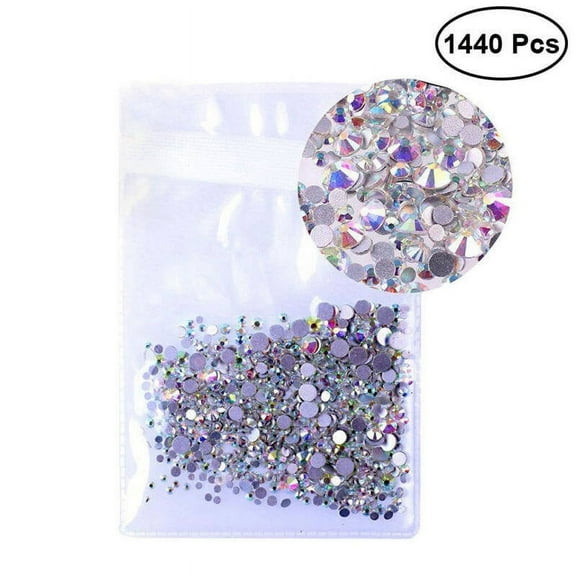 FRCOLOR 1440pcs 1. 5mm AB Round AB Nail Rhinestones Nail Stones Flat Back Nail Supplies,1.97"X0.39"X0.2"
