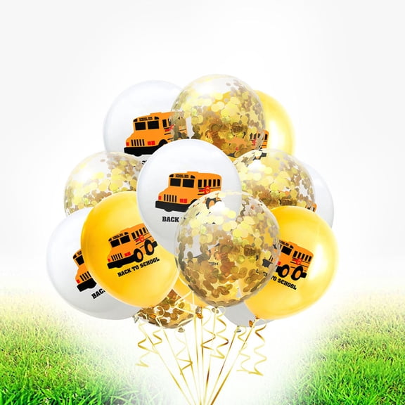 FRCOLOR School Bus Decorations Latex Assorted Color 15Pcs 12Inch Back To School Balloon Set