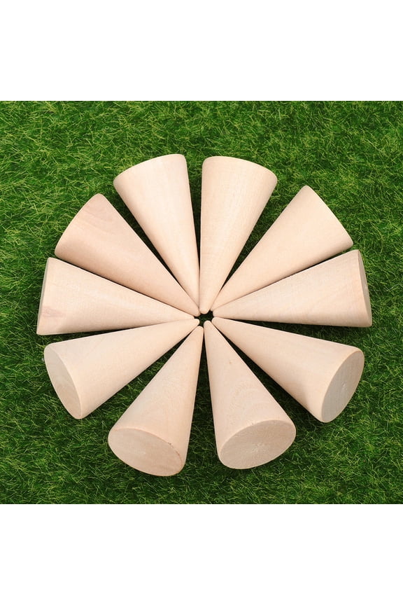 15 Pcs Finger Ring Stand Unfinished Wood Cone Shaped Small Cones for Crafts