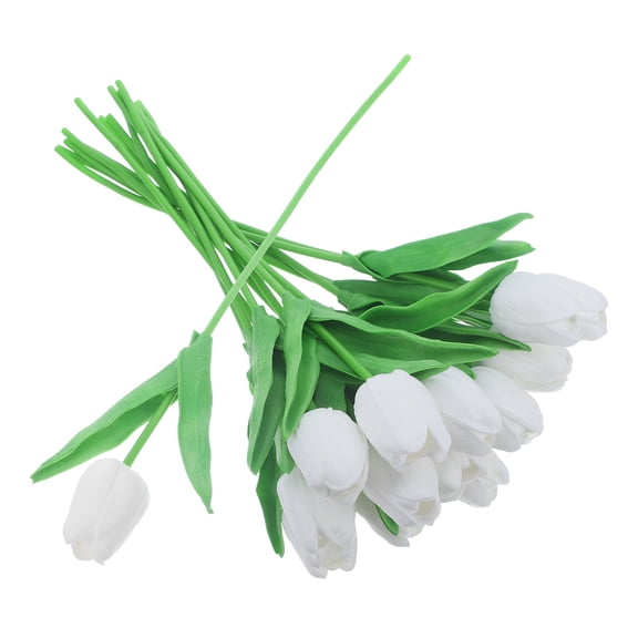 FRCOLOR 15 Pcs Wedding Artificial Tulip Bouquet Office 35.00X3.50X3.50CM White