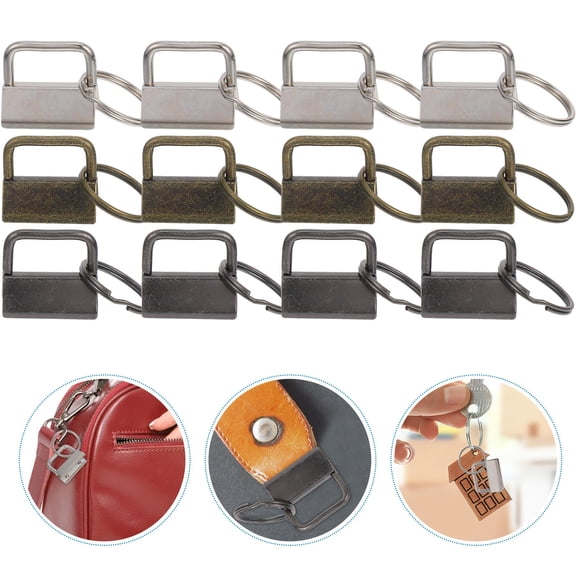 FRCOLOR 150pcs Metal Keychain Wristlet Set with Keyrings, key Hardware for Women and Men, Bags, Belts, Wallets, 25mm Ribbon