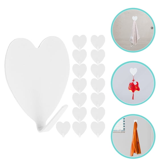 FRCOLOR  16 Pcs Love Sticky Hook Hanger Kids Hooks Key Child Office White