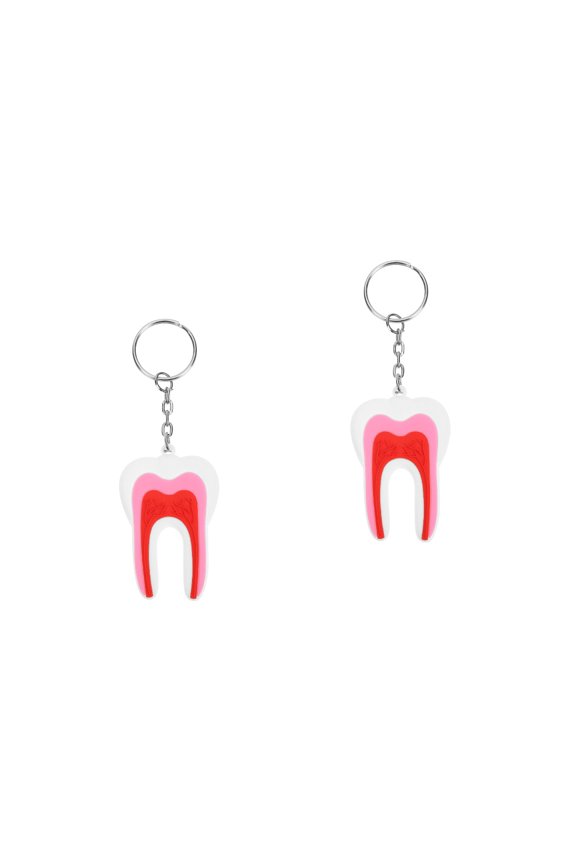 16 pcs Tooth Shape Key Rings Creative Tooth Key Pendant Handbag Ring Pendant