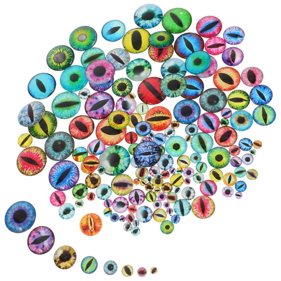 FRCOLOR 160pcs Glass Eyes Cabochons Assorted Dragon Eyes Glass Cabochon Jewelry Buttons For Clay Doll Making Sculptures Props Craft Diy Findings Jewelry Making