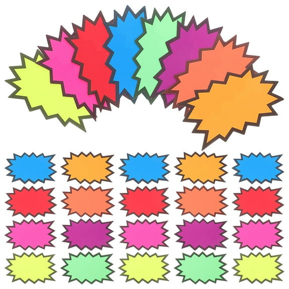 FRCOLOR 160pcs Retail Store Signs Colorful Pop Advertising Burst Tags Blank   Labels For Supermarket Garage Sale School Carnival Fundraising