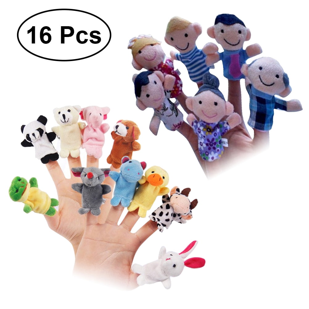 FRCOLOR 16pcs Finger Puppets Story Time Finger Doll Props Toy Animals