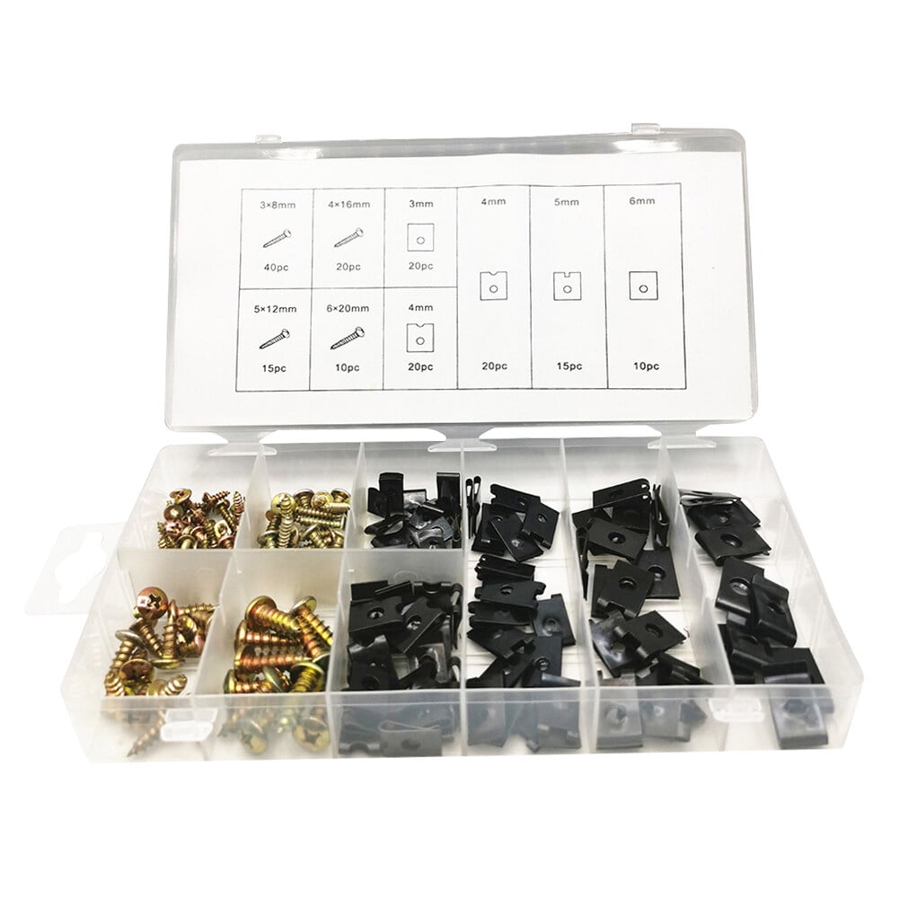 FRCOLOR 170PCS/Set U Shape Clips Self Tapping Screw Motorcycle Bodywork