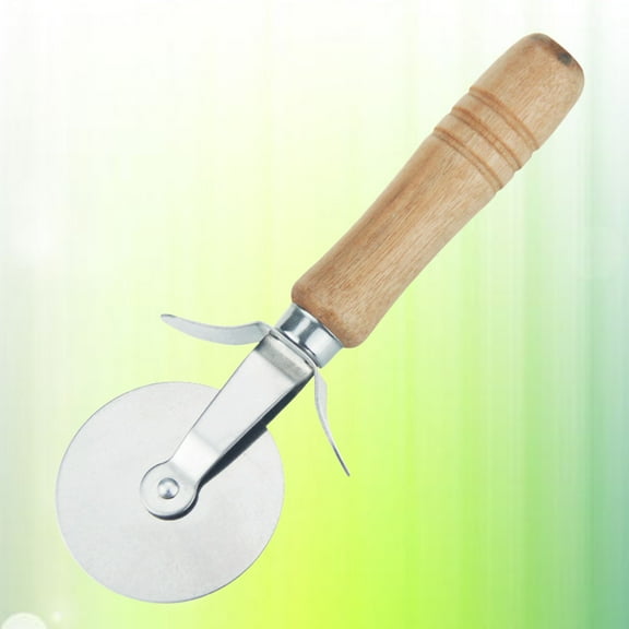 FRCOLOR 17X6cm Stainless Steel Roller Wheel Cutter Handheld Wooden Handle Pastry Crimper Cutter