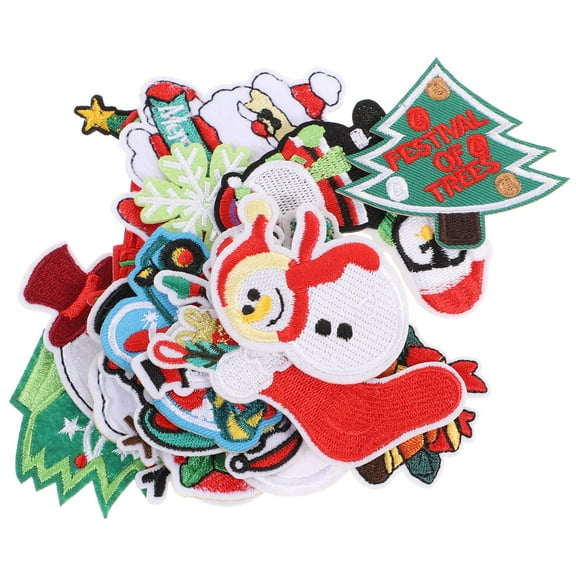 FRCOLOR 18pcs Embroidered Iron-on Patches for Clothing Jeans Assorted Color Sew-on for Christmas Photo Shoots