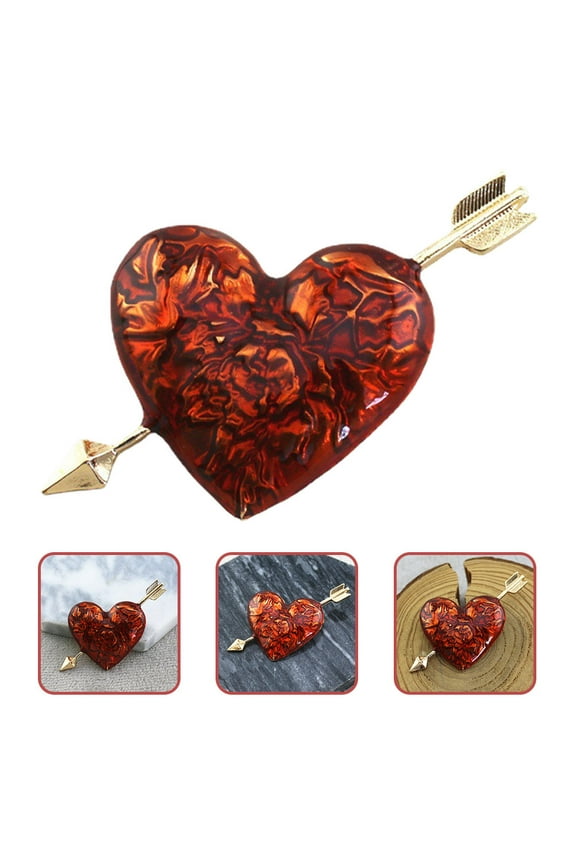 Elegant Heart Brooch Pin Red For Birthday Party 1Set