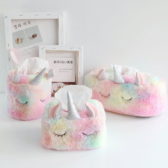 LABSERRON Round Pink Plush Tissue Box Paper Holder 1PC 4.3x4.3x4.7in for Home Hotel Restaurant