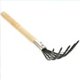 thumbnail image 1 of KAKOWELY Stainless Steel Rake with Wood Handle Clam Dragging 1Set 15x4In, 1 of 8