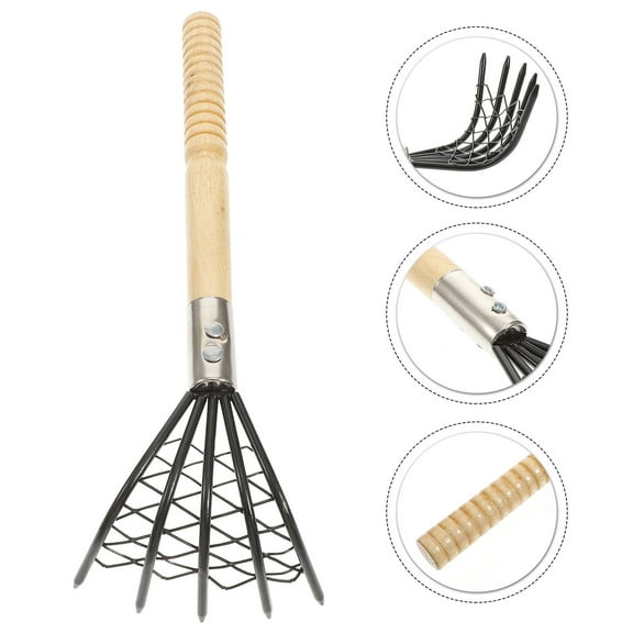 HAKIDZEL Stainless Steel Clam Rake for Clam Digging Black 1Pcs 15x4in