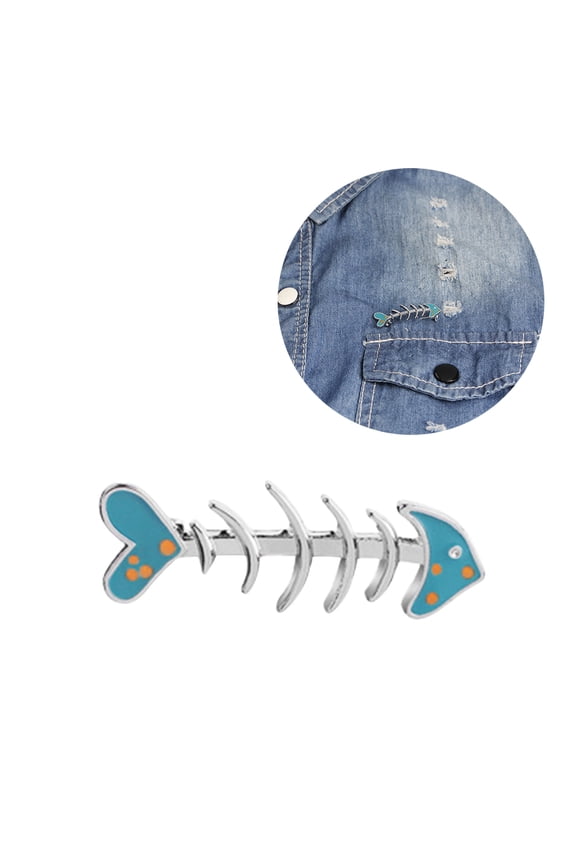 Fish Bone Brooch Enamel Sky Blue Everyday Wear 1Pcs 1.4x0.5x0.4In