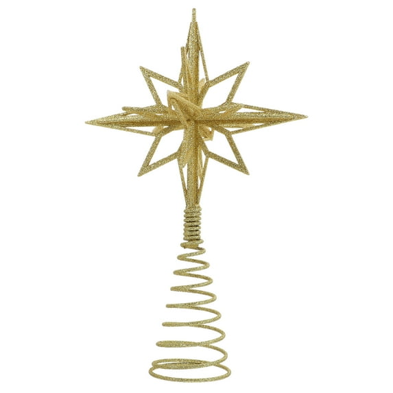 FRCOLOR 1Pcs Golden Iron Christmas Tree Star Topper for Festive Atmosphere Enhancement Classic Design 12 Inch