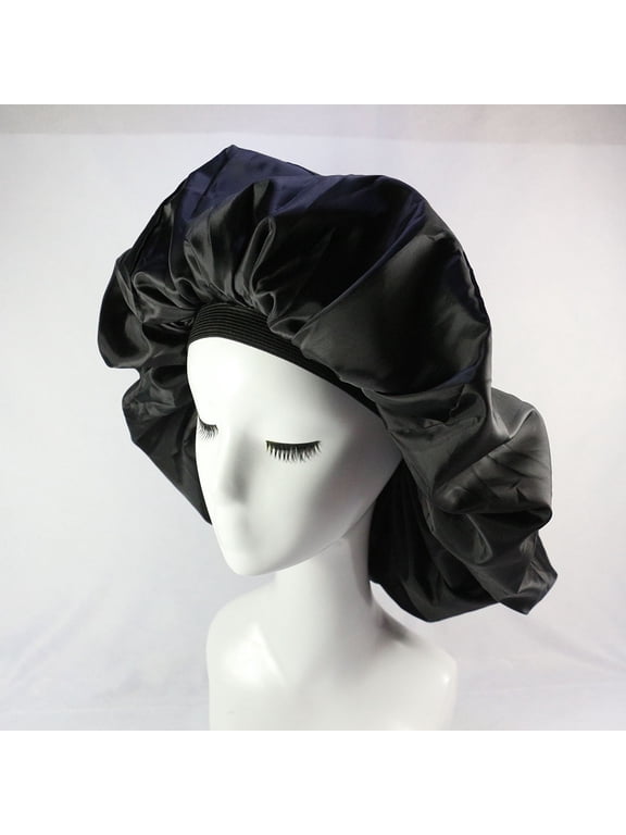 1Pack Black Silk Hat for Sleeping Hair Protection Moisture Retention
