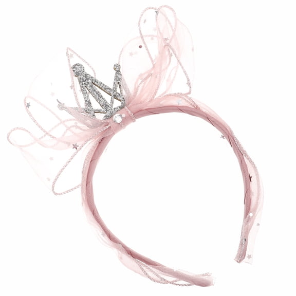 FRCOLOR Pink Kids Birthday Crown Headband Comfortable Cloth and PVC Hair Accessories for Parties and Festivals