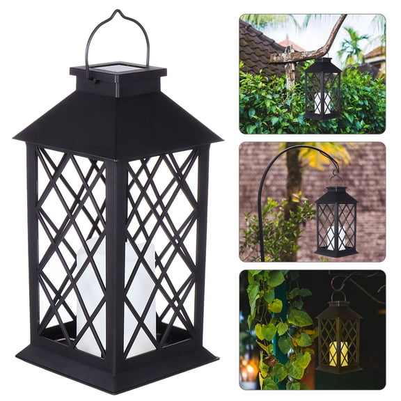 FRCOLOR 1Pc Outdoor Solar Lamp Black LED Flameless Solar Candle Light for Yard