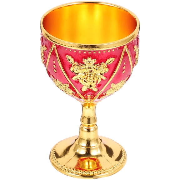 WRISTBIQUE Alloy Gold Rose Patterned European Style Cup for Drinking Beverages 1Pcs 2.75X1.69X1.69in