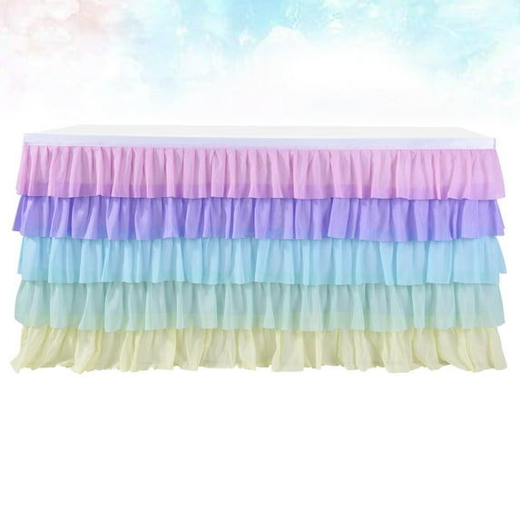 FRCOLOR Wedding Table Skirt 5 Layer Wave Pattern Lightweight Assorted Color for Decoration