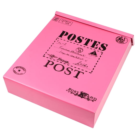 FRCOLOR Retro Tin Mailbox Rosy Vintage Style Wall Mounted Letter Box for Decor 1Pc