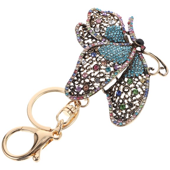 FRCOLOR 1Set Keychain Pendant Multi Color Alloy Butterflies Shape for Women Festival present 3.34X2.36X0.39in