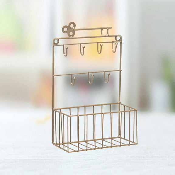 WRISTBIQUE Wall Shelves With Hooks Decorative Organizer Aluminum 1 Set 11x6.9x3.5in