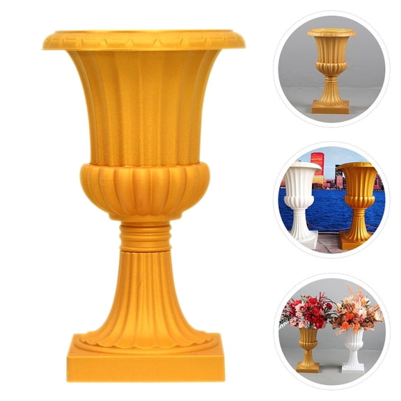 FRCOLOR Heavy Duty Flower Pot Pedestal Flower Pot Golden Plastic Decorative Indoor Decoration 1Pc