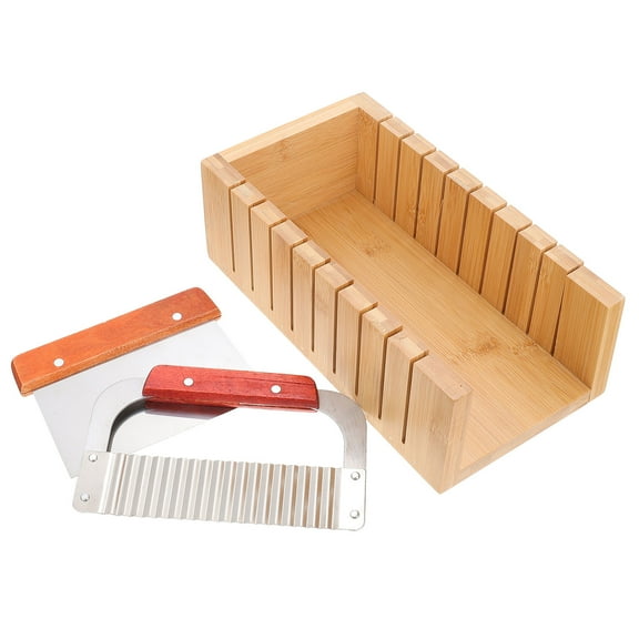 FRCOLOR Multi-Functional Soap Cutter Mold Assorted Color Wooden and Stainless Steel 1Set