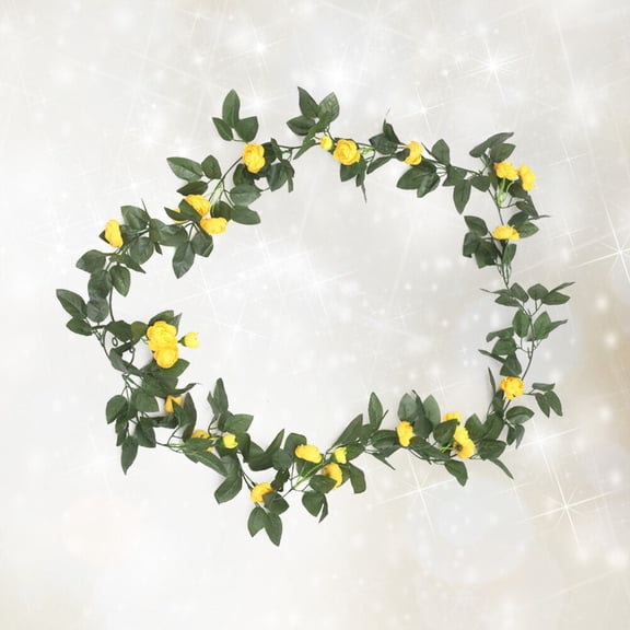 FRCOLOR  2 .4M Artificial Rose Vine Fake Roses Flowers Faux Vines Yellow