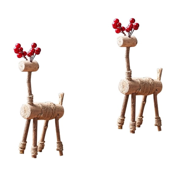 FRCOLOR 2 Count Christmas Straw Ornaments Log Slice Lovers