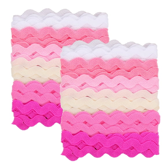 PAMINGONO 2Pcs Assorted Color Wavy Trim Ribbon Decorative Sewing Ribbon for DIY Craft Embroidery