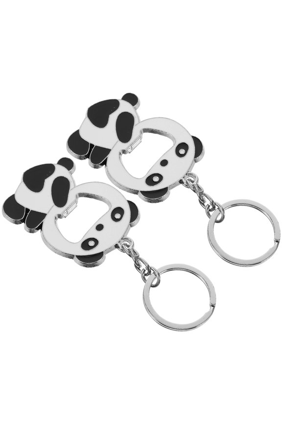 2 PCS Cute Animal Bottle Opener Panda Eye-catching Keychain Cartoon Man