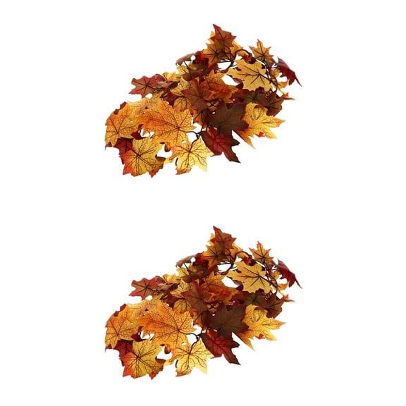 PAMINGONO Vivid Artificial Maple Leaf Rattan Orange for Holiday and Party Decor 2Pcs