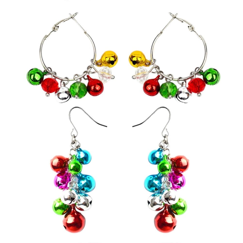 FRCOLOR 2 Pairs Christmas Earrings Fashion Bell Earrings Creative