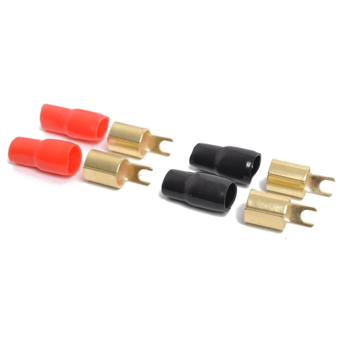 FRCOLOR 2 Pairs Copper Gold Plated 0 Gauge Spade Terminal Crimp
