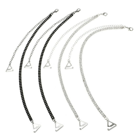 FRCOLOR 2 Pairs Rhinestone Bra Straps Wedding Women's Belts Bikini Top Pearls Miss Black